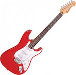 Encore E6 Elektrische Gitarre mit Form Stratocaster und SSS Pickup-Anordnung in Rot Farbe