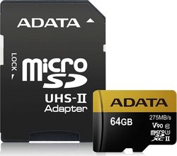 Adata Premier One microSDXC 64GB Clasa 10 U3 V90 UHS-II cu adaptor