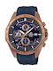 Casio Edifice Ανδρικό Ρολόι 49mm Χρονογράφος Μπαταρίας με Μπλε Καουτσούκ Λουράκι
