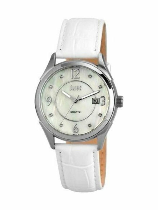 Just Watch Damen Uhr mit Weiß Lederarmband