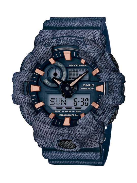 Casio G-Shock Watch Chronograph Battery with Blue Rubber Strap