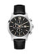 Guess Uhr Chronograph Batterie mit Schwarz Lederarmband Chronograph-44mm