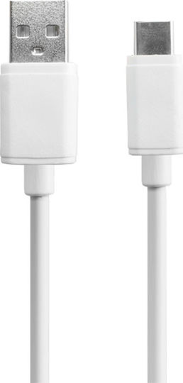 DeTech USB 2.0 Cable USB-C male - USB-A male White 1m (18288)