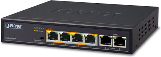 Planet FSD-604HP Unmanaged L2 PoE+ Switch with 4 Ethernet Ports