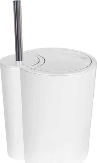 Dimitracas Sun & Moon 03201.001 Kunststoff Set aus Toilettenbürste und Mülleimer für das Badezimmer 5.5Es Weiß