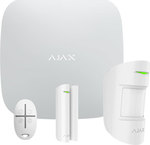 Ajax Systems StarterKit Ασύρματο Σύστημα Συναγερμού με Ανιχνευτή Κίνησης , Αισθητήρα Πόρτας , Τηλεχειριστήριο και Κέντρο (GSM) White