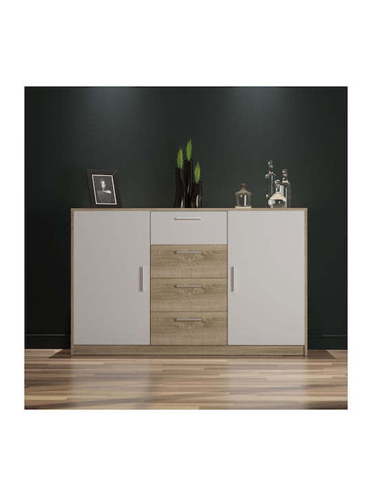 Μπουφές Rico Ξύλινος με Συρτάρια Rico White / Sonoma 145x45x90cm