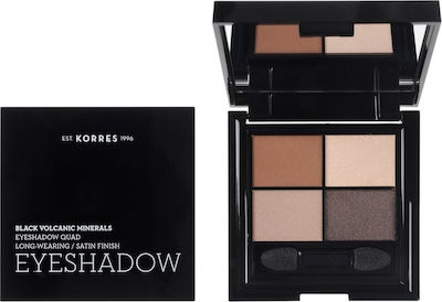 Korres Black Volcanic Minerals Quad Eye Shadow Palette in Solid Form The Bare Nudes 5gr