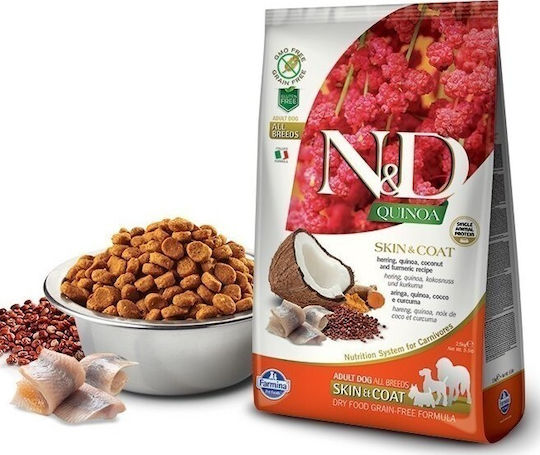 Farmina N&D Quinoa Skin & Coat 2.5kg Dry Food Grain-Free & Gluten-Free for Adult Dogs with Herring