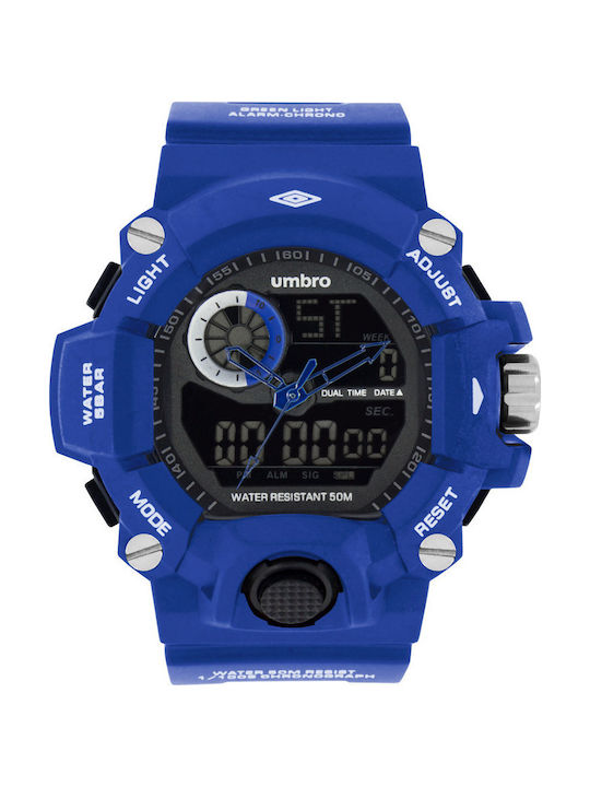 Umbro Sport Blue Rubber Strap Digital Uhr Chronograph Batterie mit Blau Kautschukarmband