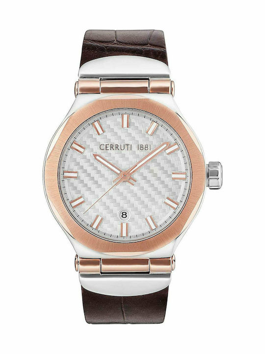 Cerruti Men's Watch 45mm Battery with Brown Leather Strap