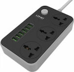 Ldnio 3-Outlet Power Strip with USB 2m Black