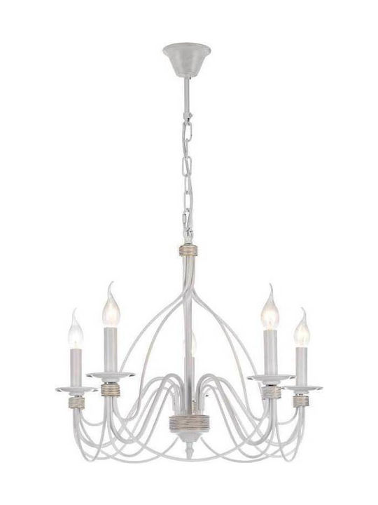 Elmark Mariel Chandelier Candlestick 5xE14 White 955MARIEL5/WH-G