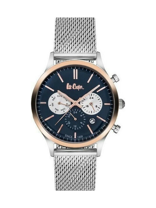 Lee Cooper Uhr Chronograph Batterie mit Silber Metallarmband LC06294.590