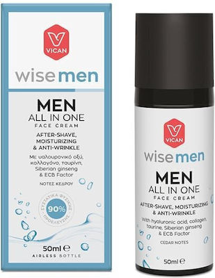 Vican Wise Men 24ωρη All in One After Shave & Ανδρική Κρέμα Προσώπου για Ενυδάτωση, Αντιγήρανση & Ανάπλαση με Υαλουρονικό Οξύ 50ml