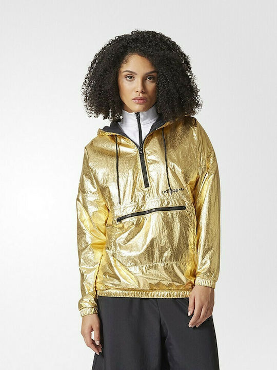 Adidas Golden Γυναικείο Φορετό Αθλητικό Μπουφάν Αντιανεμικό Χρυσό