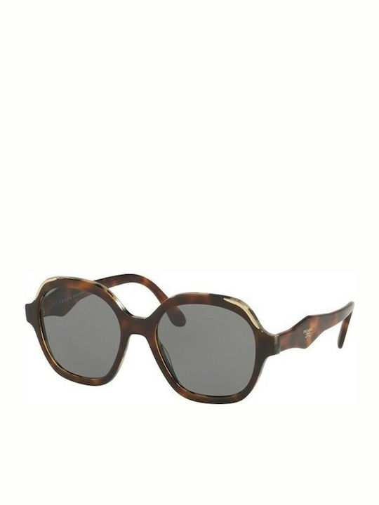 Prada Women's Sunglasses with Brown Tartaruga Plastic Frame and Gray Lens SPR 06US TH8-9K1