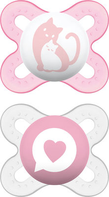 Mam Orthodontic Silicone Pacifiers Start for 0-2 months Cardula - Kitty Pink-White 2pcs