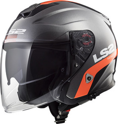 LS2 Infinity OF521 Smart Matt Titanium/Orange Jet Helmet with Sun Visor 1250gr KR3527