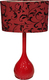 Keskor Glass Table Lamp for Socket E27 with Red Shade and Base