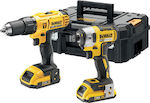 Dewalt Set Impact Drill Driver & Impact Screwdriver 18V with 2 2Ah Batteries and Case