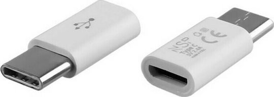 NSP USB-C Male to Micro USB Female Converter White 1 Piece