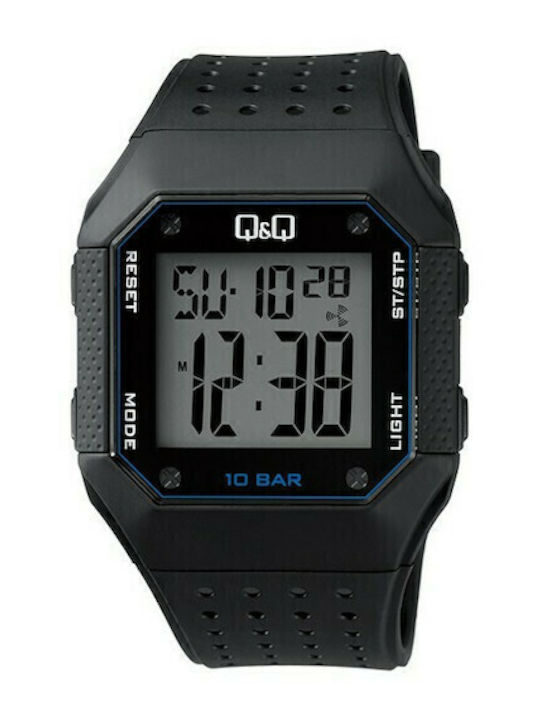 Q&Q Ψηφιακό Ανδρικό Ρολόι 42mm Μπαταρίας με Μαύ...