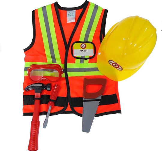 Construction Worker in Garment Ba Karneval Helm Orange aus Kunststoff 1Stück