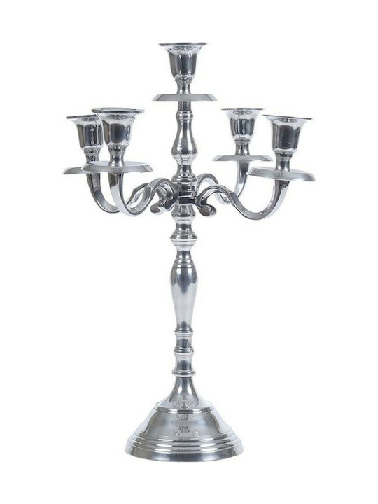 Inart Candle Holder suitable for Tealights Aluminum Αλουμινένιο in Silver Color 31x31x40cm 1pcs