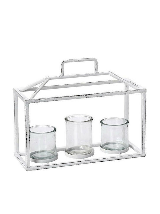 Espiel Candle Holder suitable for Tealights Metal 3 Seats in White Color 33x13x13cm 1pcs