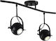 GloboStar Industrial Cannes Double Spot with Socket E27 in Black Color