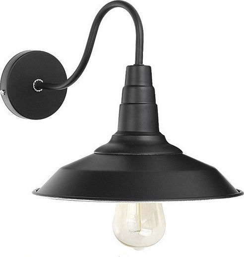 GloboStar Industrial Industrial Wall Lamp with E27 Lamp Bulb Base Black 26x32cm