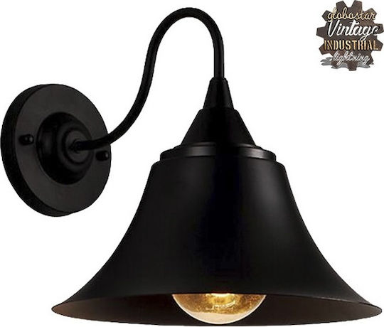 GloboStar Industrial Wall Lamp with E27 Socket Black 30x30cm