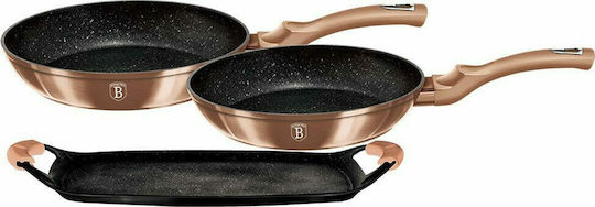 Berlinger Haus Metallic Line Комплект Тигани от Алуминий Rose Gold Collection с Вътрешно Покритие от Камък 3 Съда