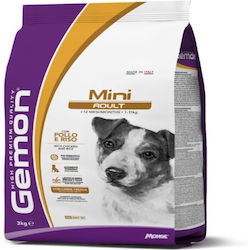 Monge Gemon Mini Adult 3kg Dry Food for Adult Small Breed Dogs with Rice and Chicken