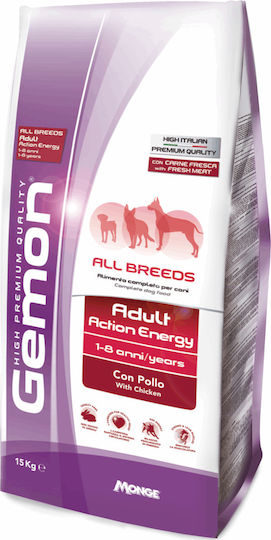 Monge Gemon Adult Action Energy 15kg Ξηρά Τροφή για Ενήλικους Σκύλους με Κοτόπουλο