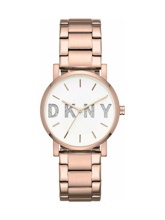 DKNY Soho Watch with Pink Gold Metal Bracelet