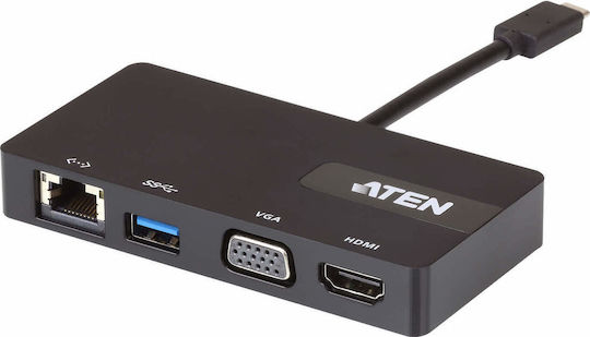 Aten USB-C Docking Station mit HDMI 4K Ethernet Schwarz (UH3232)