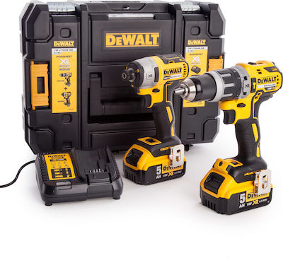 Dewalt Set Mașină de găurit cu impact & Șurubelniță cu impact 18V cu 2 baterii 5Ah și husă