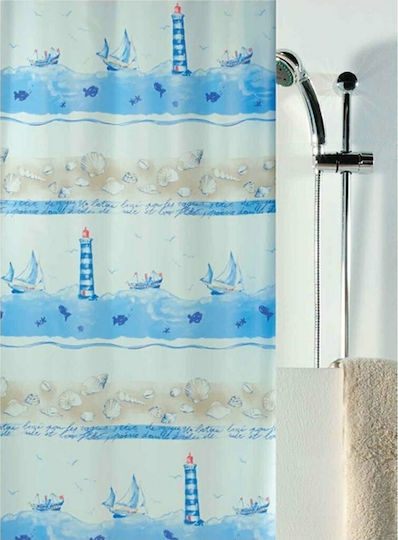 Spirella Nave Shower Curtain Fabric 180x200cm Blue