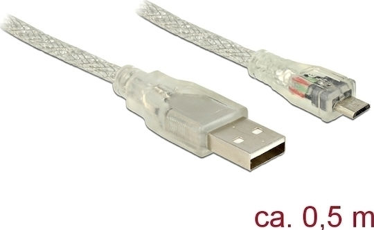 DeLock Regulär USB 2.0 auf Micro-USB-Kabel Gray 0.5m (83897) 1Stück
