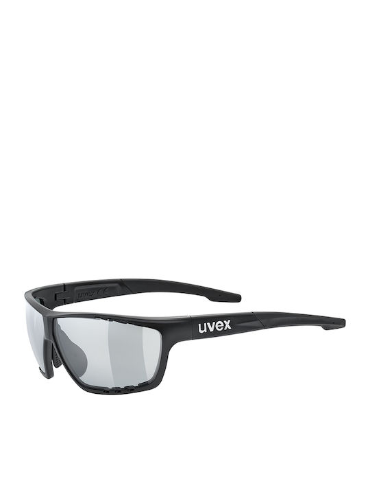 Uvex Sportstyle 706 V Ανδρικά Γυαλιά Ηλίου με Μαύρο Κοκκάλινο Σκελετό και Μαύρο Καθρέφτη Φακό 5320052201