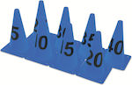 Amila Trainingskegel mit Zahlen 8Stück in Blau Farbe