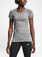 Nike Dry Knit Women's Athletic Blouse Short Sleeve Gray