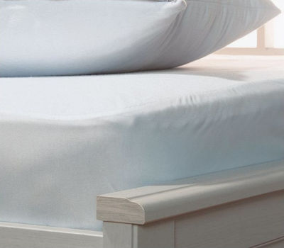 Nef-Nef Semi-Double Waterproof Terry Mattress Cover Fitted Πετσετέ White 120x200+30cm