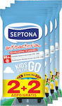 Septona Antibacterial Kids On The Go Антисептици Кърпички За Ръце 4x15бр Плодове