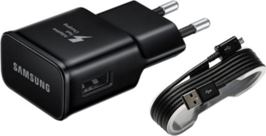 Samsung Charger with USB-A Port and Cable micro USB Blacks (EP-TA20EBE + ECB-DU4EBE)