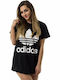 Adidas Trefoil Big Femeie Sport Supradimensionat Tricou Negru
