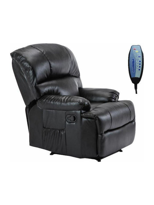 Space Πολυθρόνα Relax Massage από Δερματίνη σε Μαύρο Χρώμα 88x93x102cm