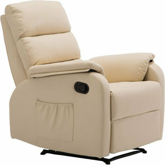 Comfort Relax Armchair with Footstool from Leatherette Beige 79x97x101cm